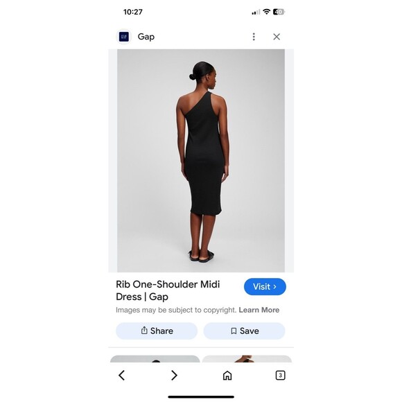 GAP Dresses & Skirts - Gap One Shoulder Ribbed Midi Dress, Fitted Stretch Black, NWOT, Size XS